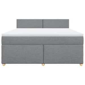Κρεβάτι Boxspring με Στρώμα Ανοιχτό Γκρι 180x200 εκ. Υφασμάτινο