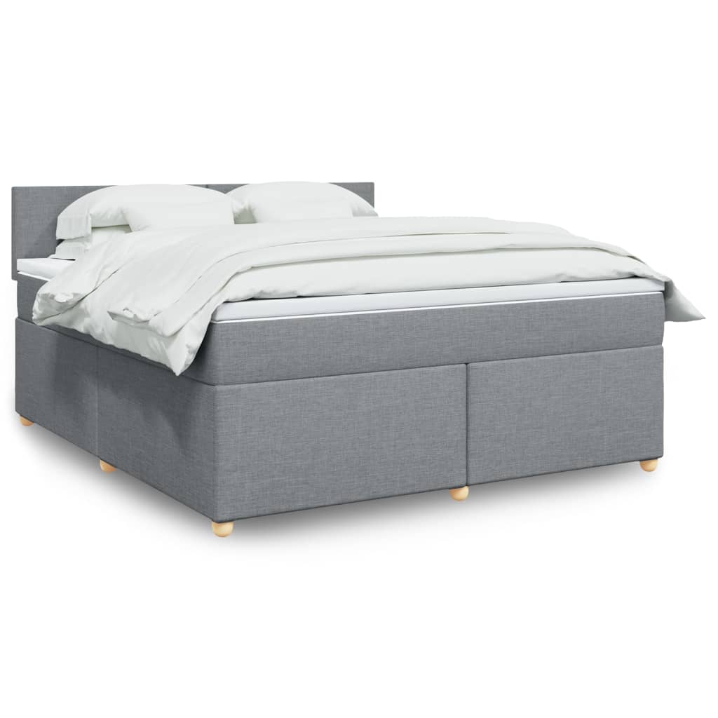 Κρεβάτι Boxspring με Στρώμα Ανοιχτό Γκρι 180x200 εκ. Υφασμάτινο