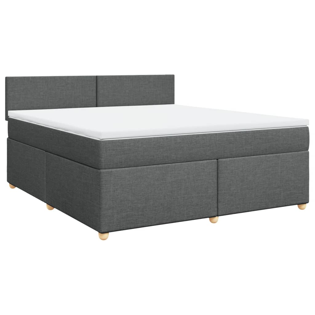 Κρεβάτι Boxspring με Στρώμα Σκούρο Γκρι 180x200 εκ Υφασμάτιν