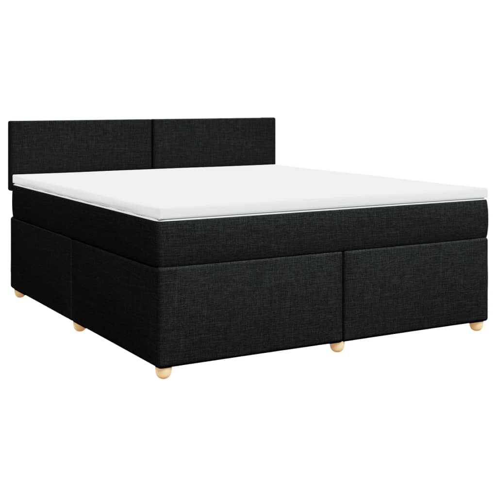 Κρεβάτι Boxspring με Στρώμα Μαύρο 180x200 εκ. Υφασμάτινο - Pakobazaar