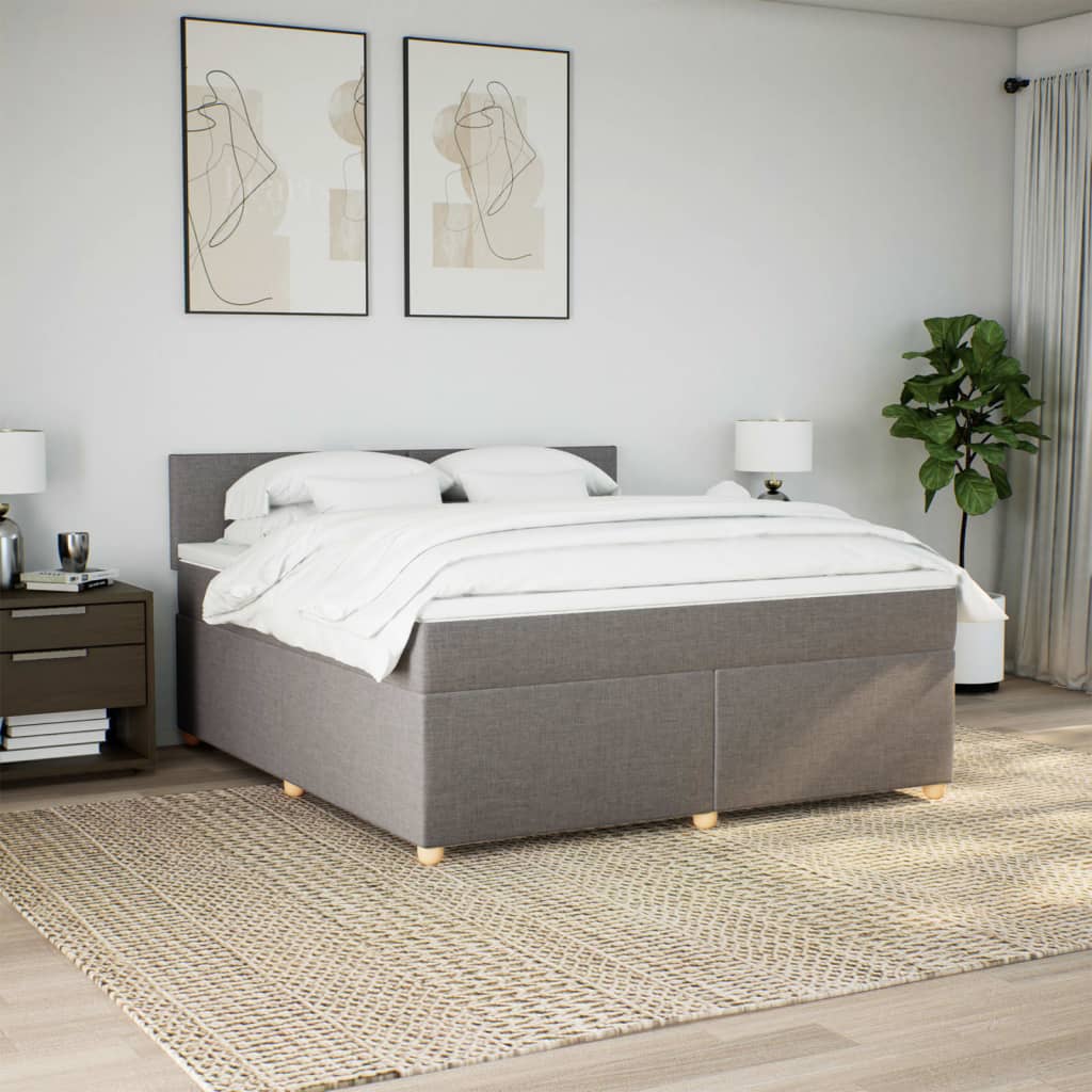 Κρεβάτι Boxspring με Στρώμα Taupe 180x200 εκ. Υφασμάτινο