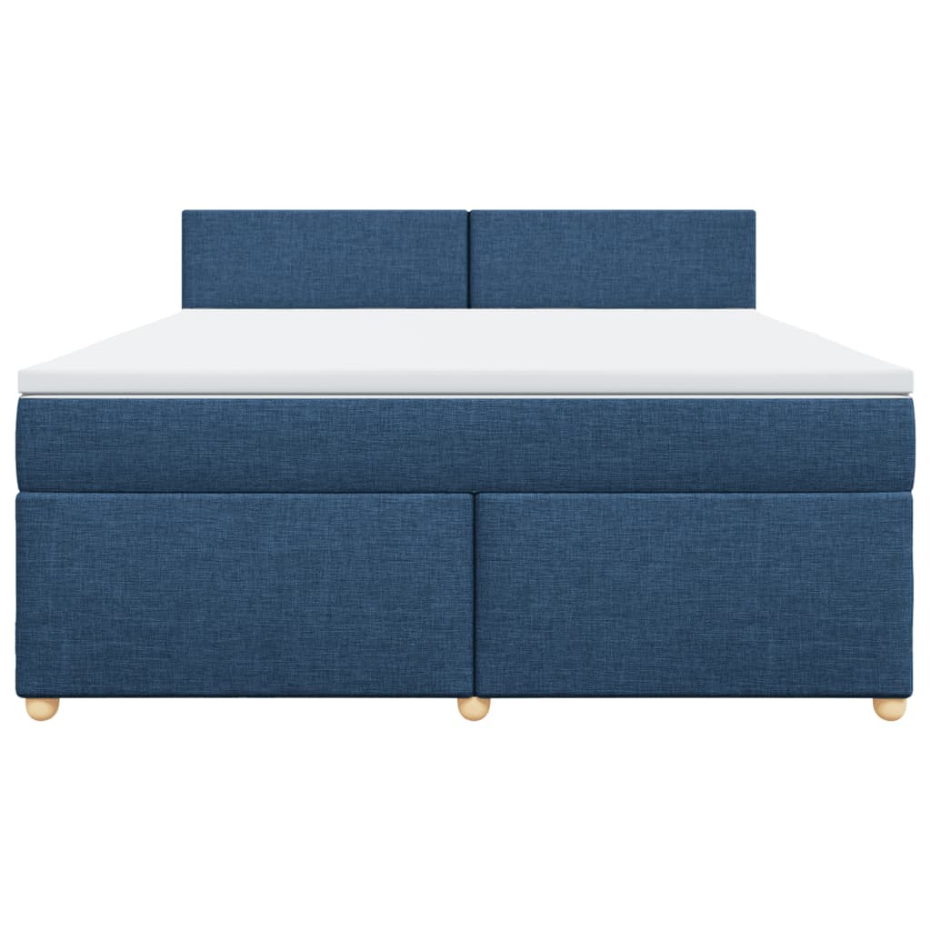Κρεβάτι Boxspring με Στρώμα Μπλε 180x200 εκ. Υφασμάτινο