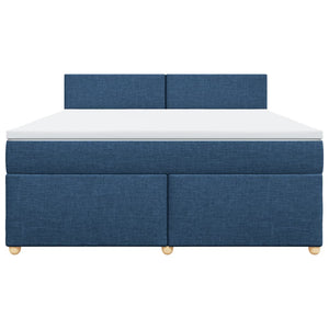 Κρεβάτι Boxspring με Στρώμα Μπλε 180x200 εκ. Υφασμάτινο
