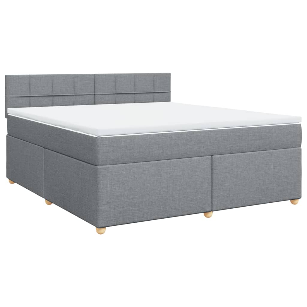 Κρεβάτι Boxspring με Στρώμα Ανοιχτό Γκρι 180x200 εκ. Υφασμάτινο