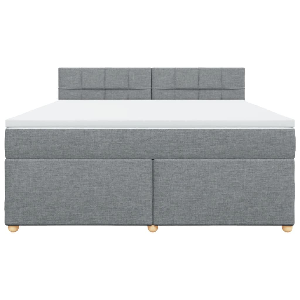 Κρεβάτι Boxspring με Στρώμα Ανοιχτό Γκρι 180x200 εκ. Υφασμάτινο