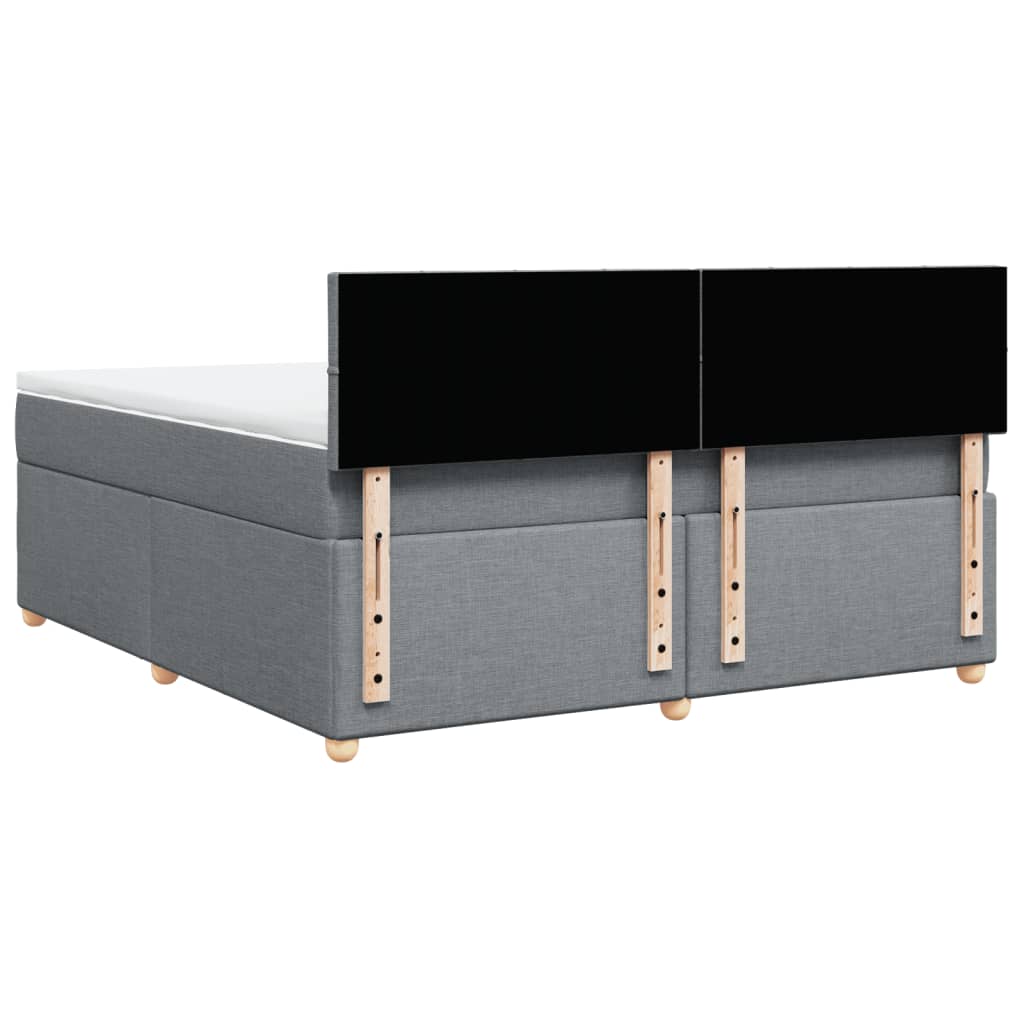 Κρεβάτι Boxspring με Στρώμα Ανοιχτό Γκρι 180x200 εκ. Υφασμάτινο