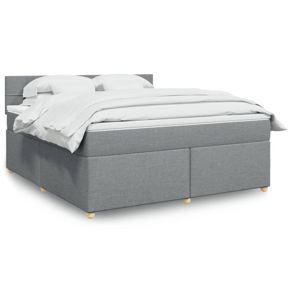 Κρεβάτι Boxspring με Στρώμα Ανοιχτό Γκρι 180x200 εκ. Υφασμάτινο