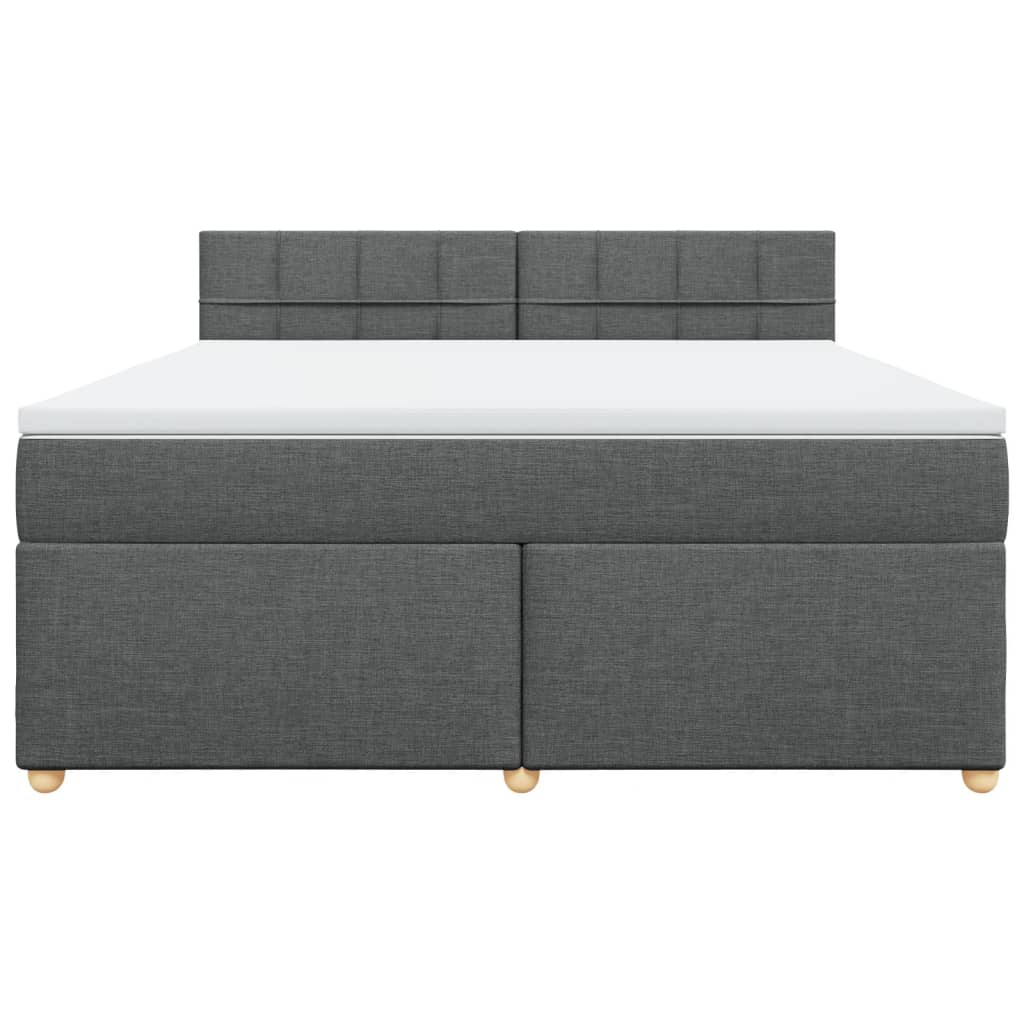 Κρεβάτι Boxspring με Στρώμα Σκούρο Γκρι 180x200 εκ Υφασμάτιν - Pakobazaar