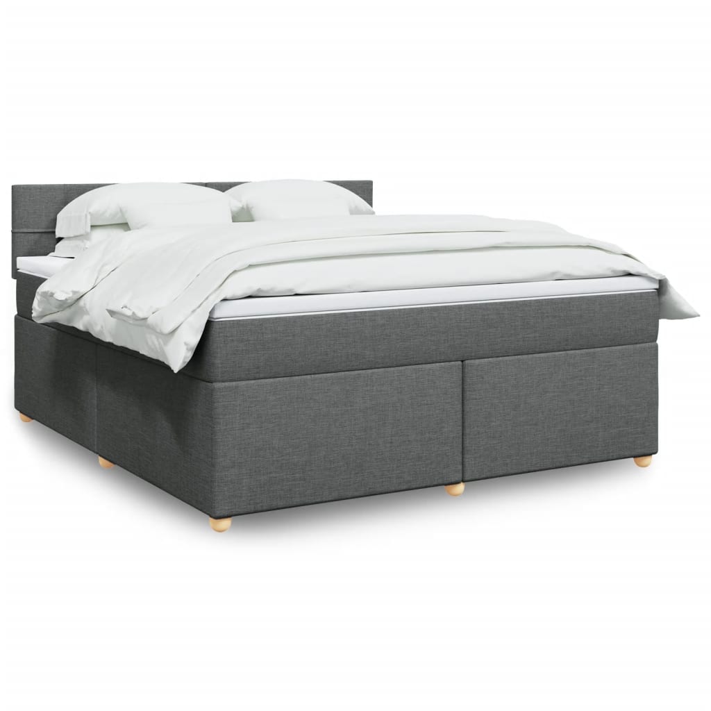 Κρεβάτι Boxspring με Στρώμα Σκούρο Γκρι 180x200 εκ Υφασμάτιν - Pakobazaar