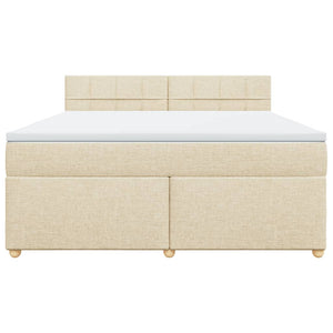 Κρεβάτι Boxspring με Στρώμα Κρεμ 180x200 εκ. Υφασμάτινο - Pakobazaar