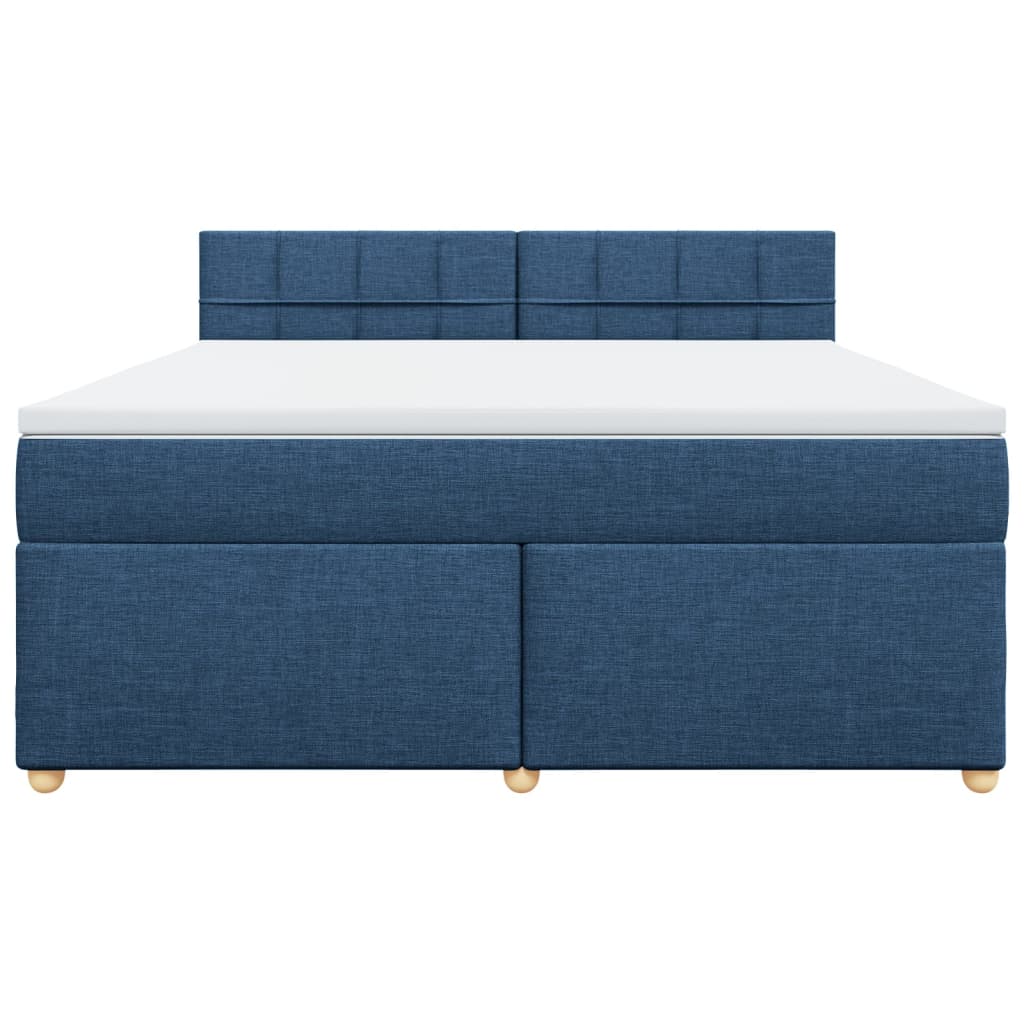 Κρεβάτι Boxspring με Στρώμα Μπλε 180x200 εκ. Υφασμάτινο - Pakobazaar