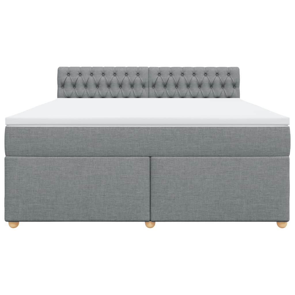 Κρεβάτι Boxspring με Στρώμα Ανοιχτό Γκρι 180x200 εκ. Υφασμάτινο - Pakobazaar