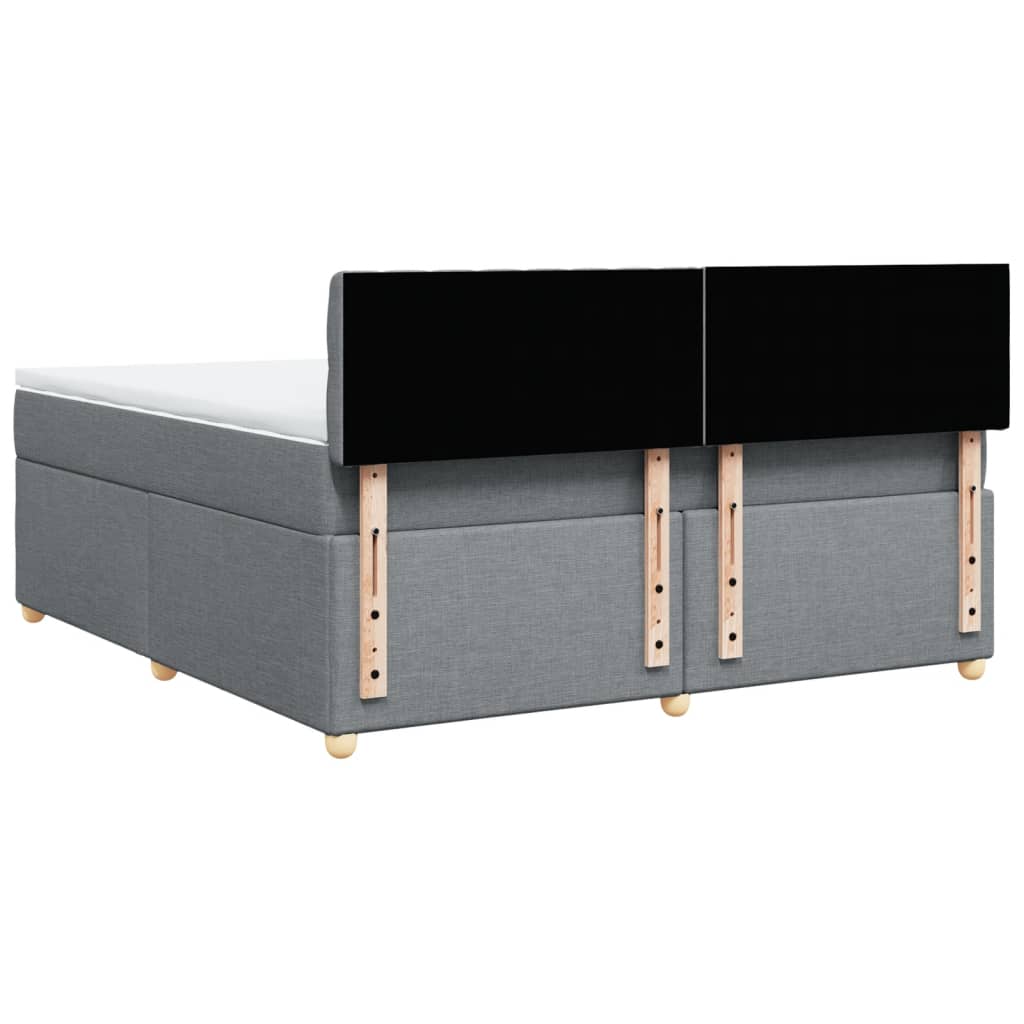 Κρεβάτι Boxspring με Στρώμα Ανοιχτό Γκρι 180x200 εκ. Υφασμάτινο - Pakobazaar