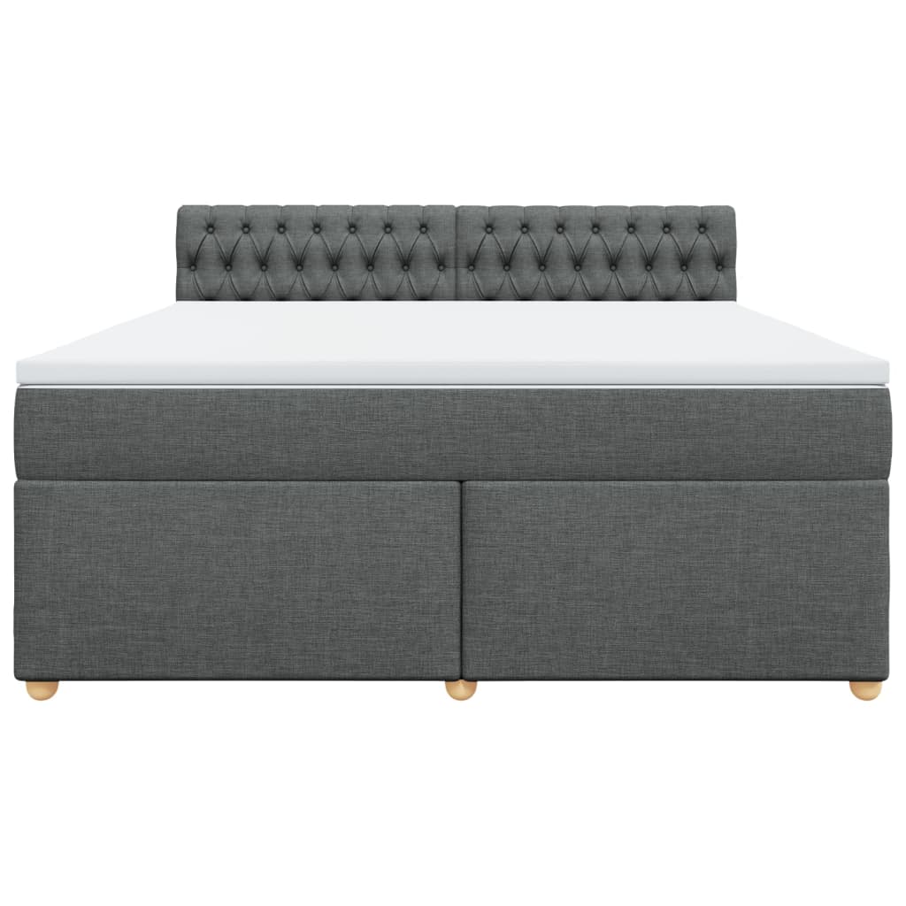 Κρεβάτι Boxspring με Στρώμα Σκούρο Γκρι 180x200 εκ Υφασμάτιν