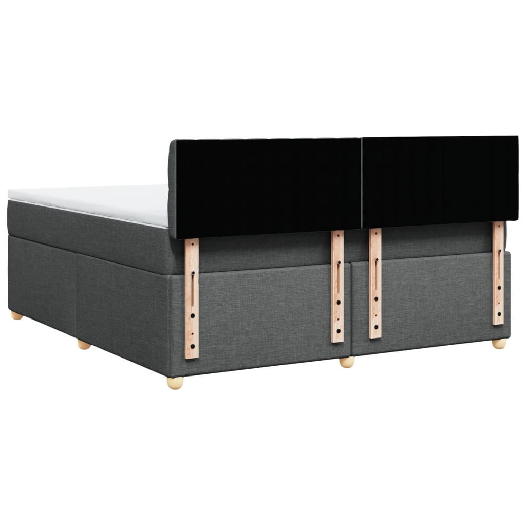 Κρεβάτι Boxspring με Στρώμα Σκούρο Γκρι 180x200 εκ Υφασμάτιν