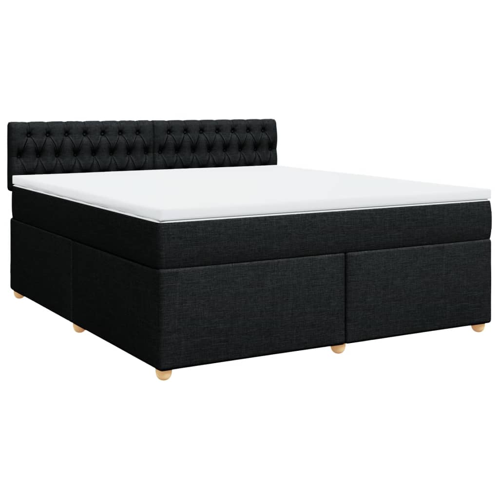 Κρεβάτι Boxspring με Στρώμα Μαύρο 180x200 εκ. Υφασμάτινο - Pakobazaar