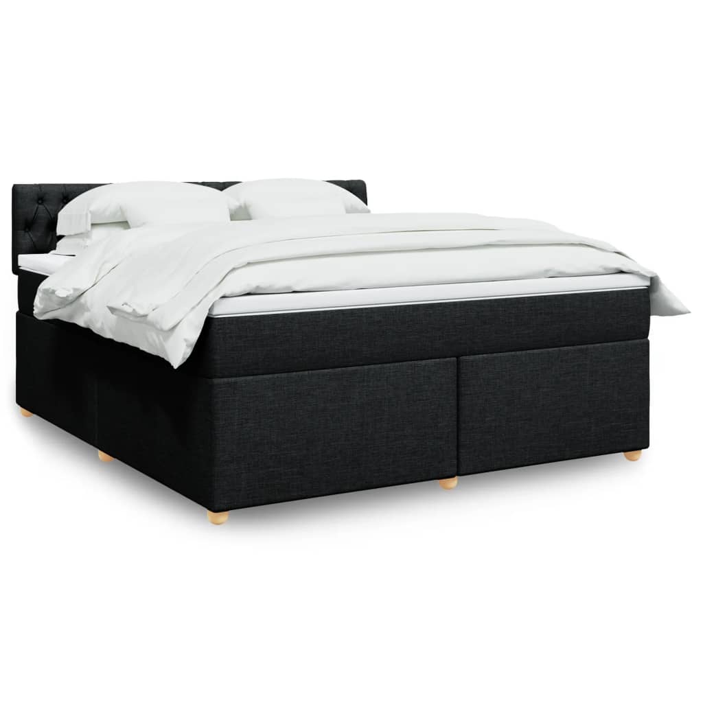 Κρεβάτι Boxspring με Στρώμα Μαύρο 180x200 εκ. Υφασμάτινο - Pakobazaar