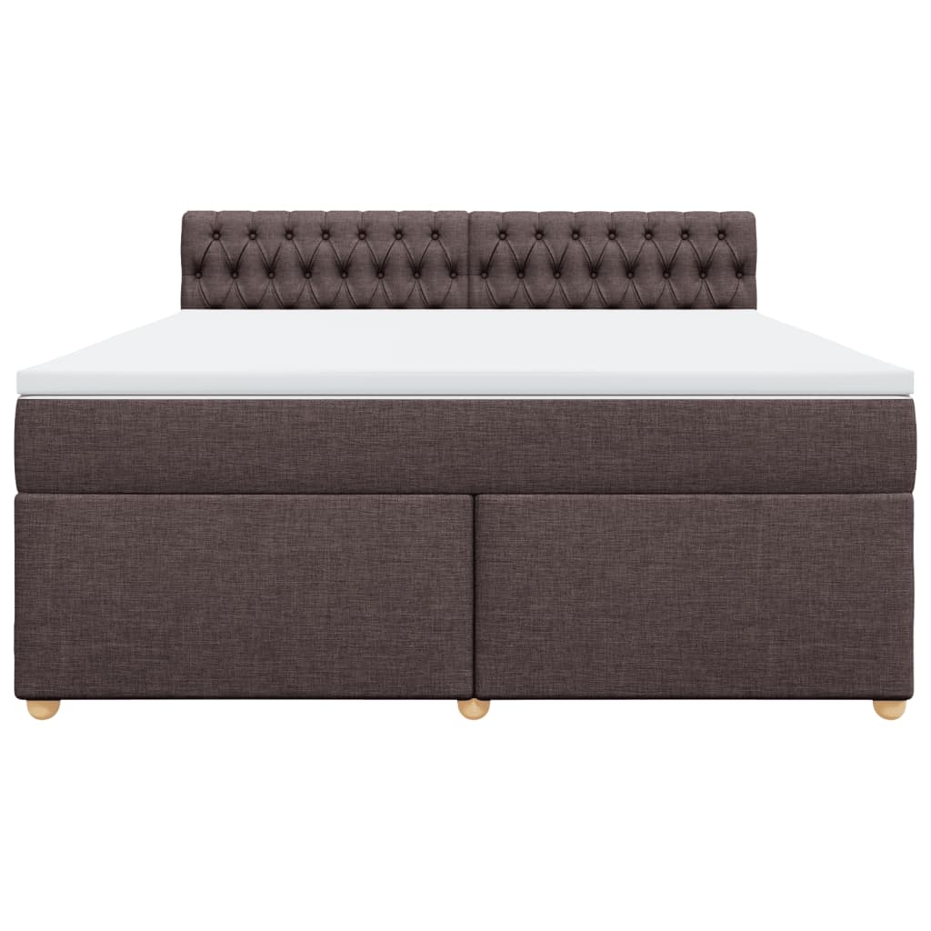 Κρεβάτι Boxspring με Στρώμα Σκούρο Καφέ 180x200 εκ Υφασμάτινο