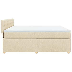 Κρεβάτι Boxspring με Στρώμα Κρεμ 180x200 εκ. Υφασμάτινο - Pakobazaar