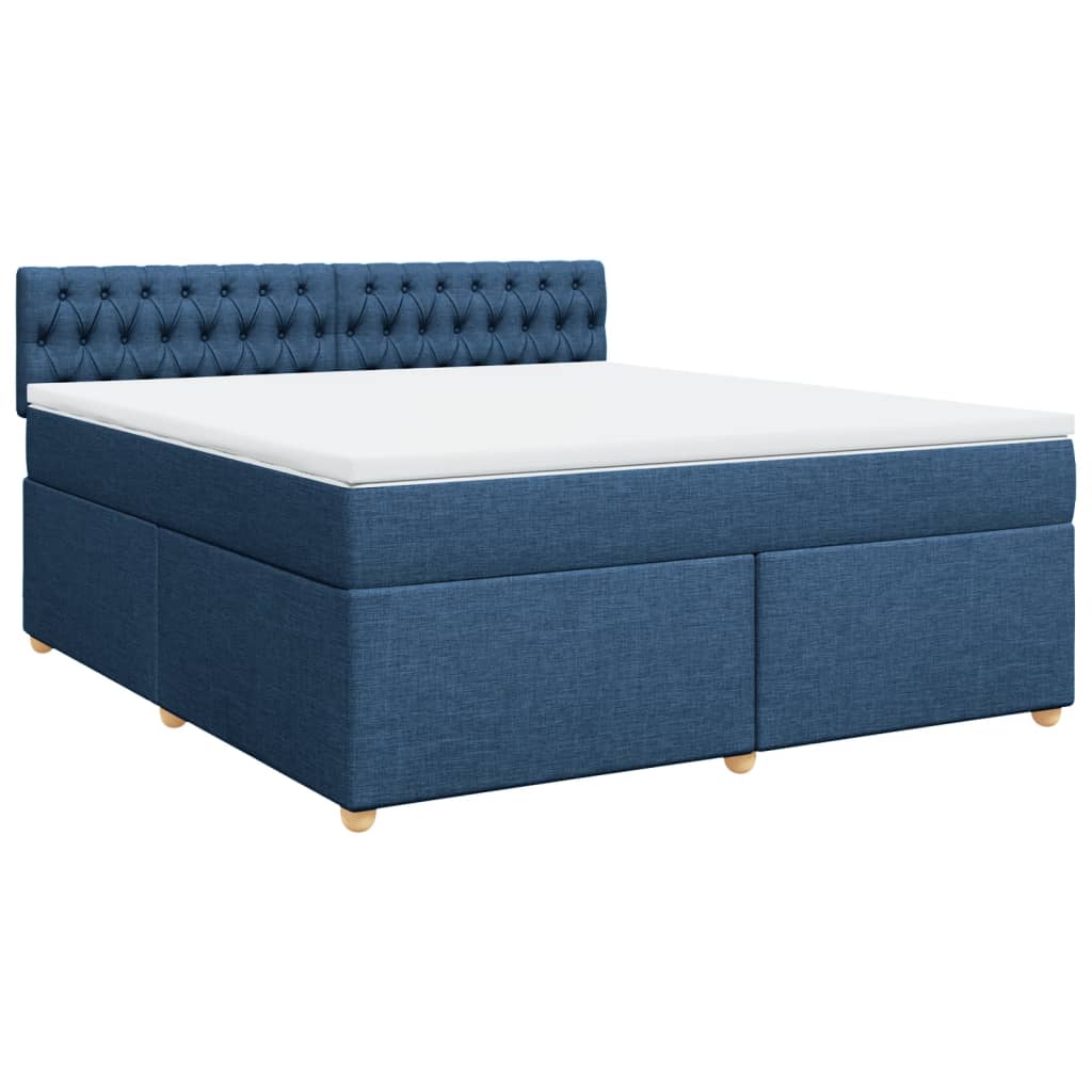 Κρεβάτι Boxspring με Στρώμα Μπλε 180x200 εκ. Υφασμάτινο - Pakobazaar