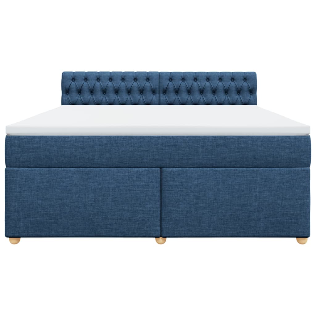 Κρεβάτι Boxspring με Στρώμα Μπλε 180x200 εκ. Υφασμάτινο - Pakobazaar