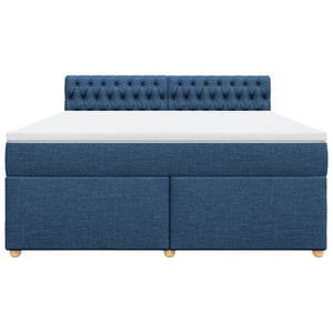 Κρεβάτι Boxspring με Στρώμα Μπλε 180x200 εκ. Υφασμάτινο - Pakobazaar