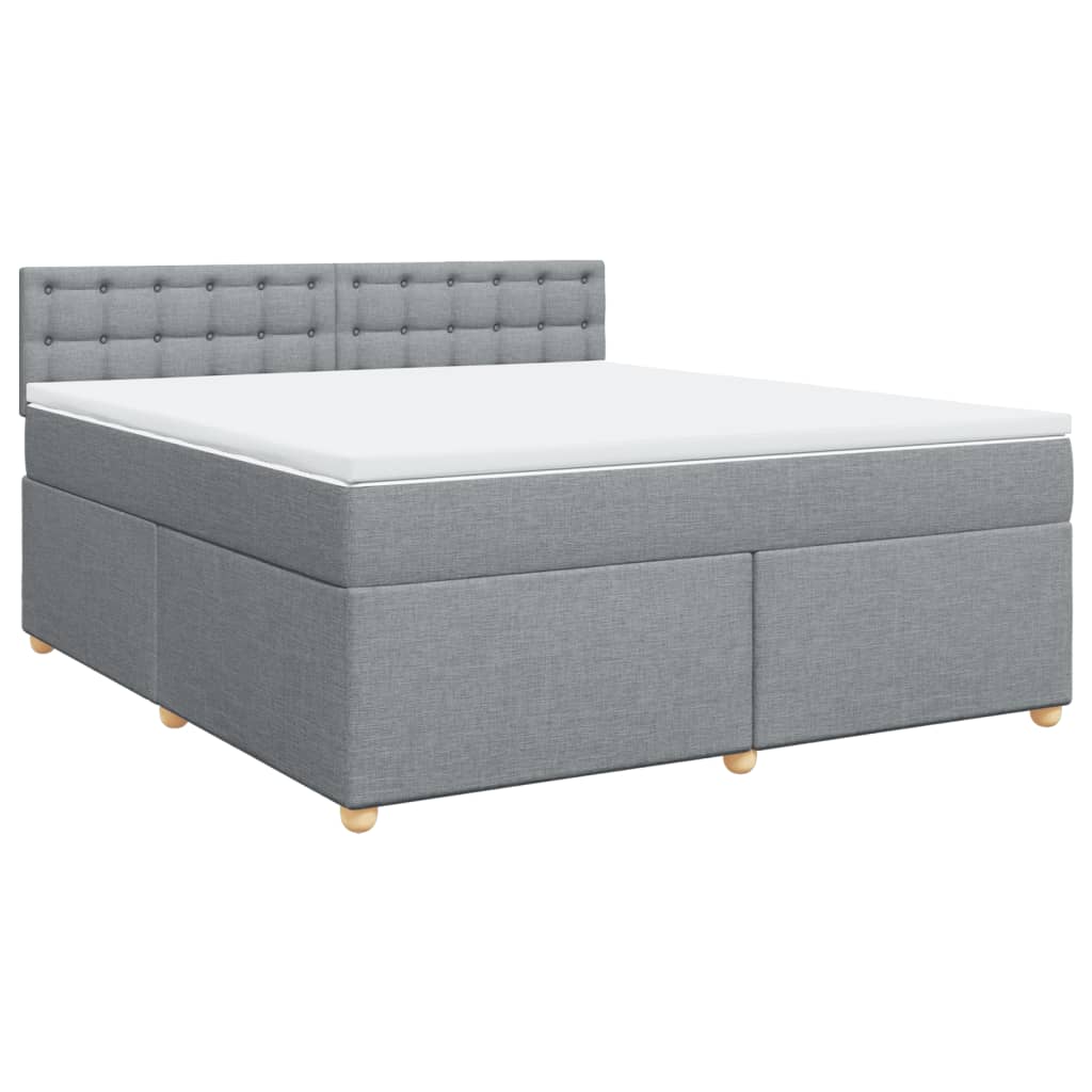 Κρεβάτι Boxspring με Στρώμα Ανοιχτό Γκρι 180x200 εκ. Υφασμάτινο