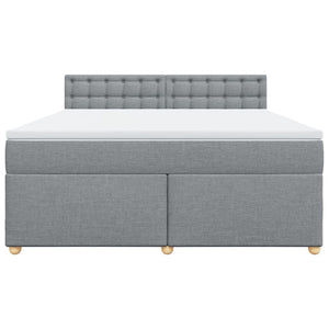 Κρεβάτι Boxspring με Στρώμα Ανοιχτό Γκρι 180x200 εκ. Υφασμάτινο