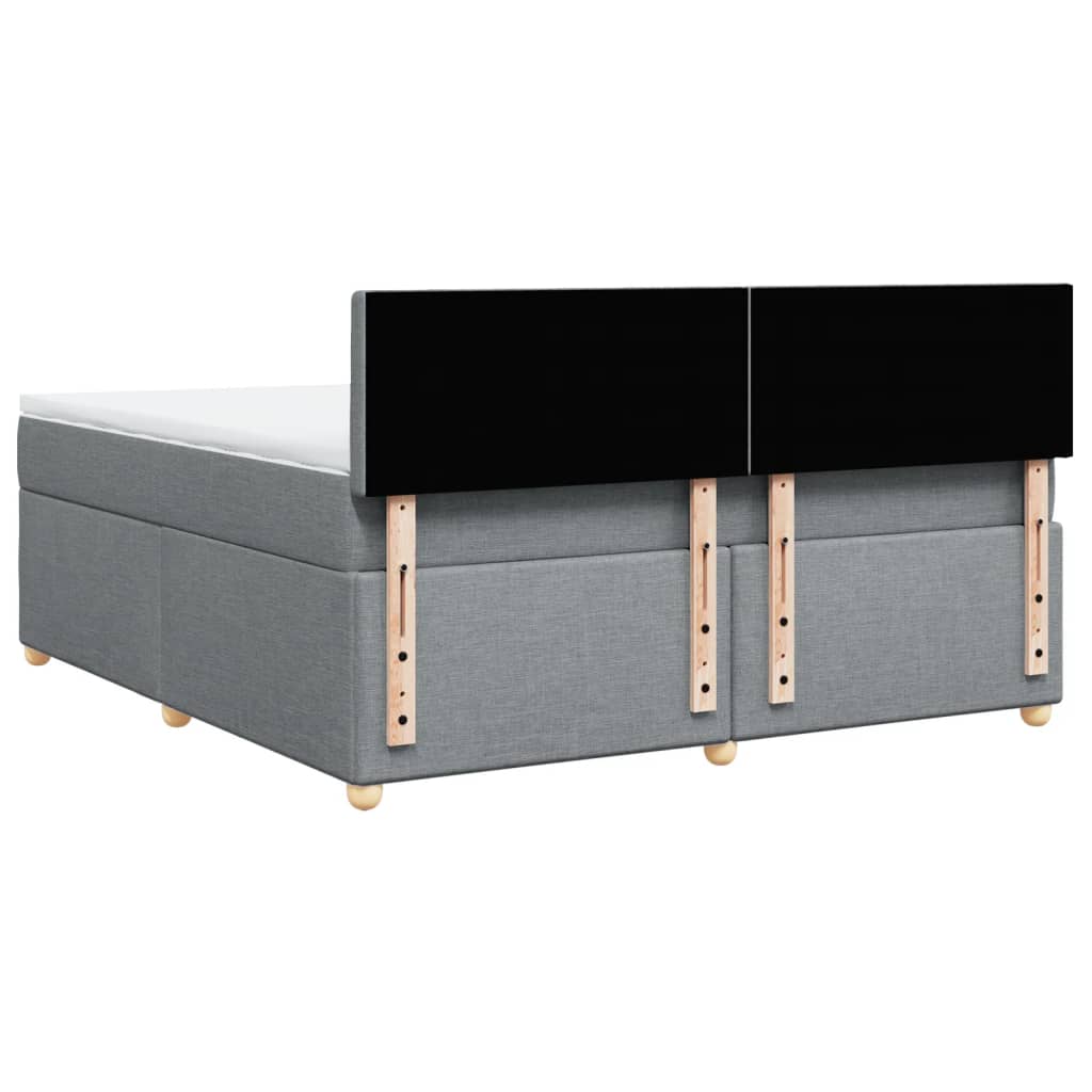 Κρεβάτι Boxspring με Στρώμα Ανοιχτό Γκρι 180x200 εκ. Υφασμάτινο