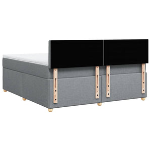 Κρεβάτι Boxspring με Στρώμα Ανοιχτό Γκρι 180x200 εκ. Υφασμάτινο