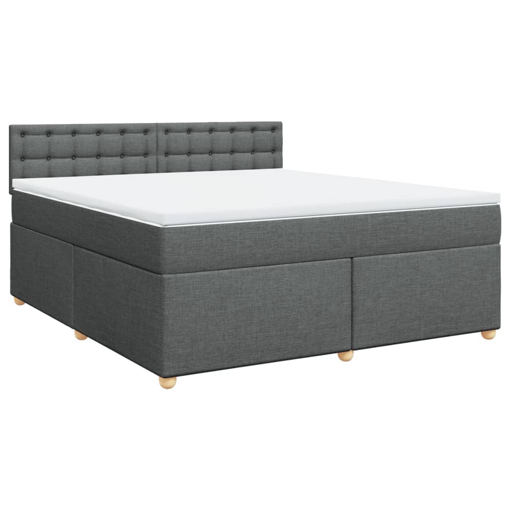 Κρεβάτι Boxspring με Στρώμα Σκούρο Γκρι 180x200 εκ Υφασμάτιν