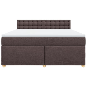 Κρεβάτι Boxspring με Στρώμα Σκούρο Καφέ 180x200 εκ Υφασμάτινο
