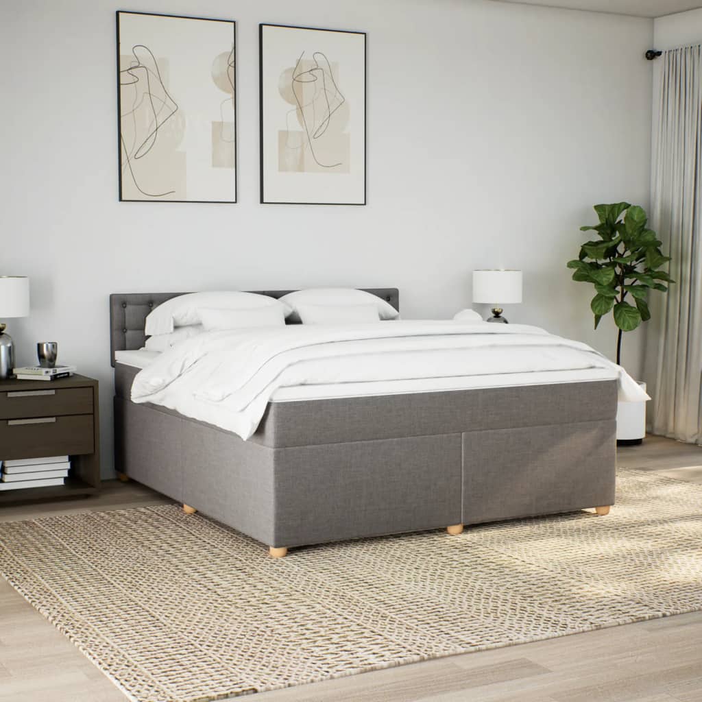 Κρεβάτι Boxspring με Στρώμα Taupe 180x200 εκ. Υφασμάτινο