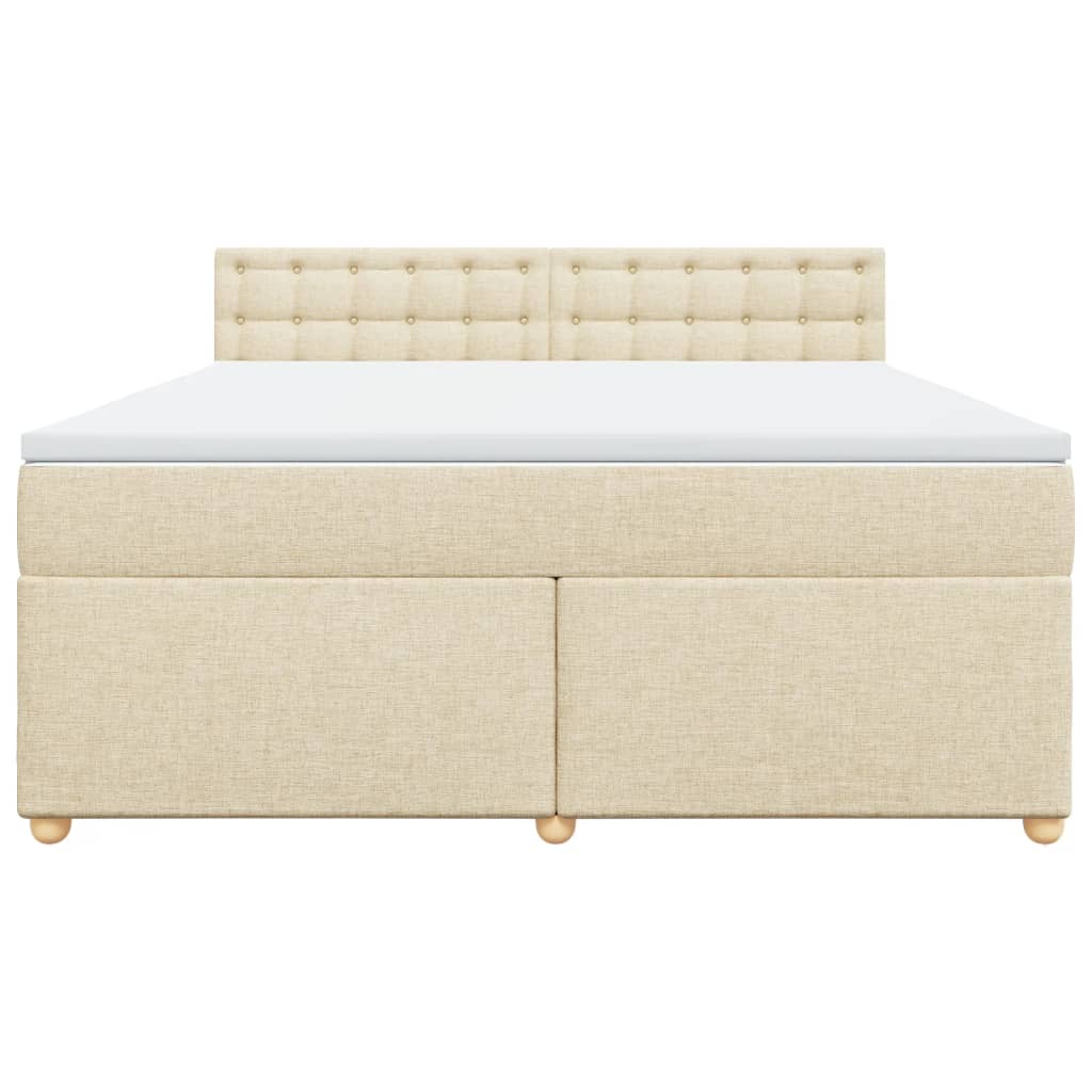 Κρεβάτι Boxspring με Στρώμα Κρεμ 180x200 εκ. Υφασμάτινο - Pakobazaar