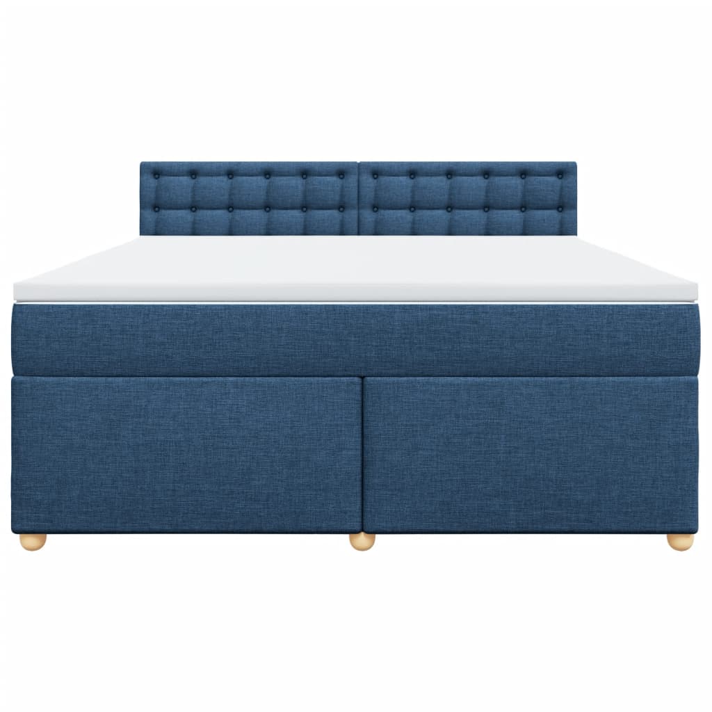 Κρεβάτι Boxspring με Στρώμα Μπλε 180x200 εκ. Υφασμάτινο