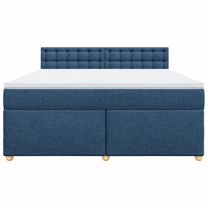 Κρεβάτι Boxspring με Στρώμα Μπλε 180x200 εκ. Υφασμάτινο
