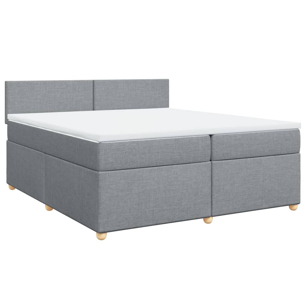 Κρεβάτι Boxspring με Στρώμα Ανοιχτό Γκρι 200x200 εκ. Υφασμάτινο - Pakobazaar