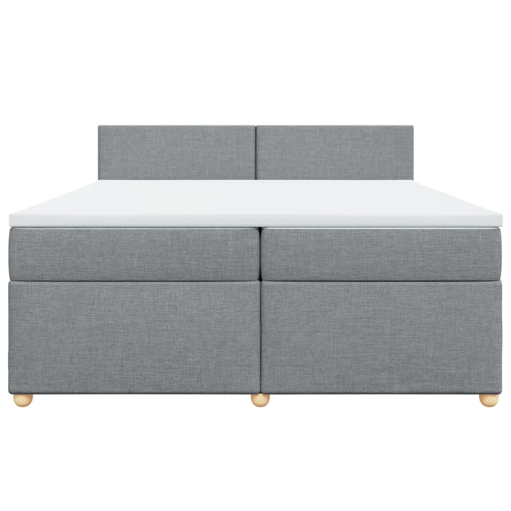 Κρεβάτι Boxspring με Στρώμα Ανοιχτό Γκρι 200x200 εκ. Υφασμάτινο - Pakobazaar