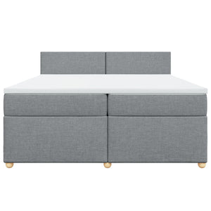 Κρεβάτι Boxspring με Στρώμα Ανοιχτό Γκρι 200x200 εκ. Υφασμάτινο - Pakobazaar