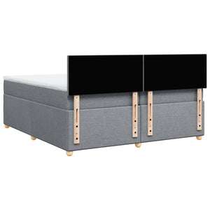 Κρεβάτι Boxspring με Στρώμα Ανοιχτό Γκρι 200x200 εκ. Υφασμάτινο - Pakobazaar