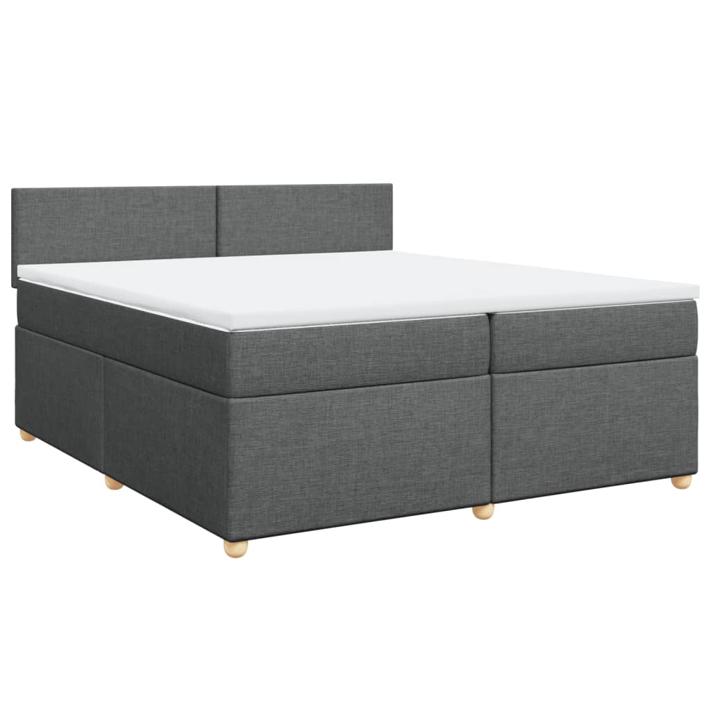 Κρεβάτι Boxspring με Στρώμα Σκούρο Γκρι 200x200 εκ. Υφασμάτινο - Pakobazaar