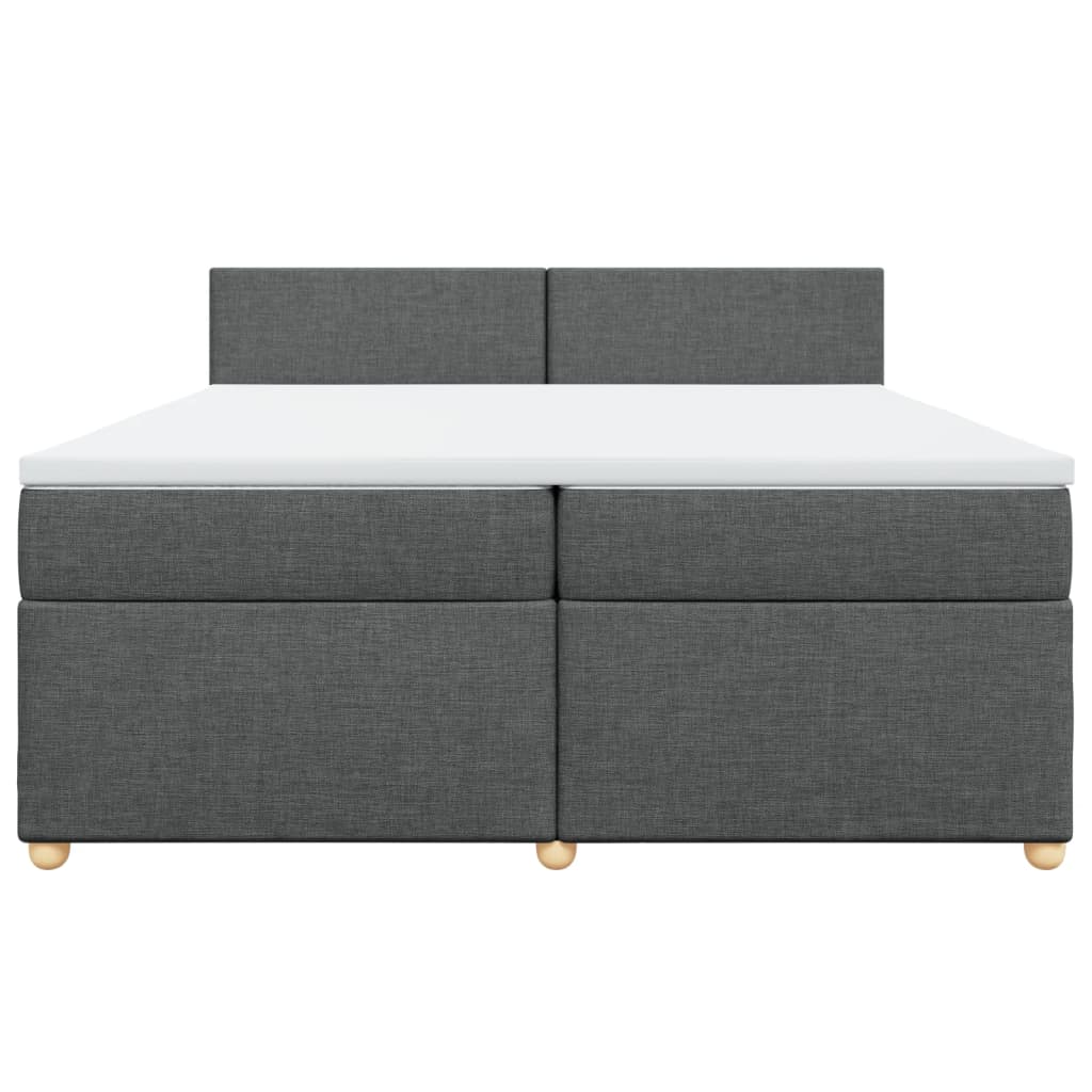 Κρεβάτι Boxspring με Στρώμα Σκούρο Γκρι 200x200 εκ. Υφασμάτινο - Pakobazaar