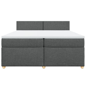 Κρεβάτι Boxspring με Στρώμα Σκούρο Γκρι 200x200 εκ. Υφασμάτινο - Pakobazaar