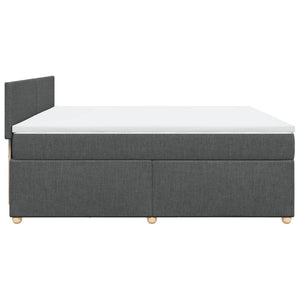 Κρεβάτι Boxspring με Στρώμα Σκούρο Γκρι 200x200 εκ. Υφασμάτινο - Pakobazaar
