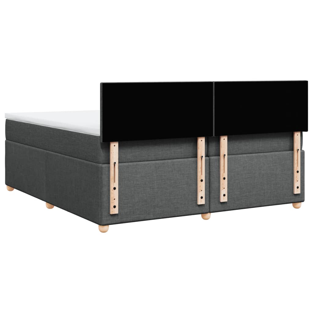 Κρεβάτι Boxspring με Στρώμα Σκούρο Γκρι 200x200 εκ. Υφασμάτινο - Pakobazaar