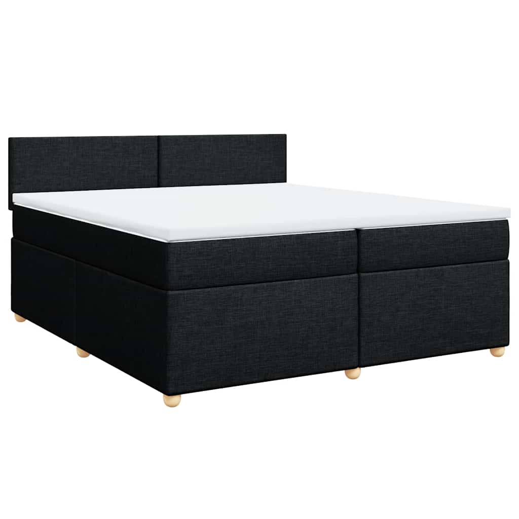 Κρεβάτι Boxspring με Στρώμα Μαύρο 200x200 εκ. Υφασμάτινο - Pakobazaar