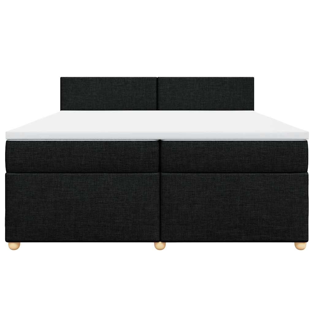 Κρεβάτι Boxspring με Στρώμα Μαύρο 200x200 εκ. Υφασμάτινο - Pakobazaar