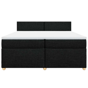 Κρεβάτι Boxspring με Στρώμα Μαύρο 200x200 εκ. Υφασμάτινο - Pakobazaar