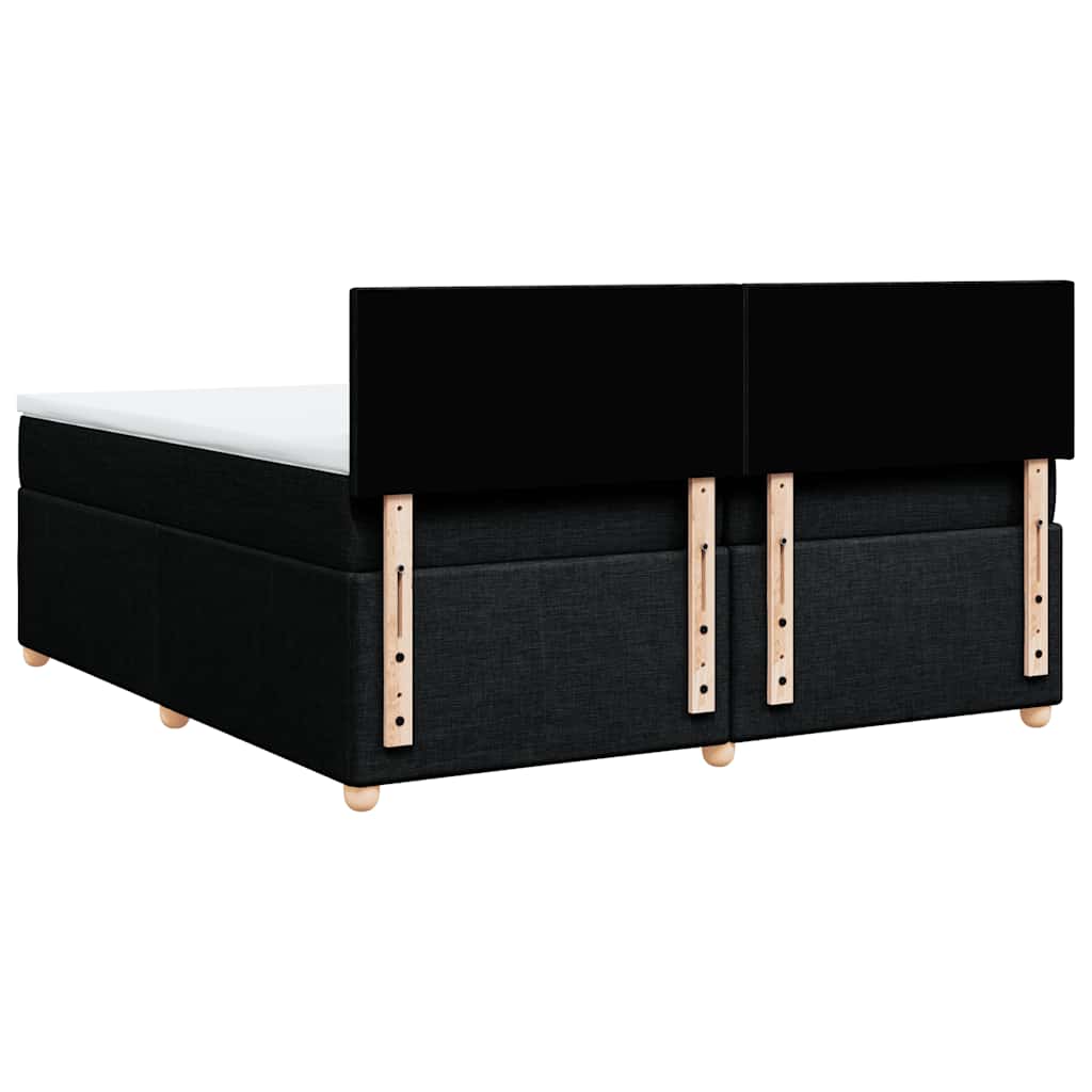 Κρεβάτι Boxspring με Στρώμα Μαύρο 200x200 εκ. Υφασμάτινο - Pakobazaar