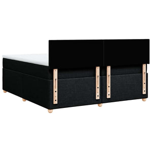 Κρεβάτι Boxspring με Στρώμα Μαύρο 200x200 εκ. Υφασμάτινο - Pakobazaar